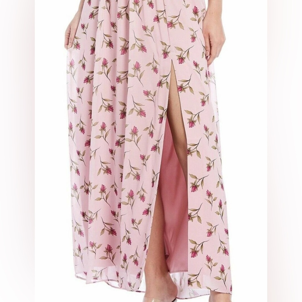 Belle Badgley Mischka | Ollie *Pink Multi-Floral* Maxi Gown | *NWT* | Side Slit - Picture 2 of 8